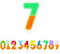Talking Tables Vela naranja y verde número 7 para tartas | Decoración colorida para tartas de cumpleaños para fiestas infantiles, niños 7, 17, niñas, aniversario, hito