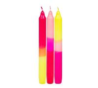 Talking Tables - Velas cónicas degradadas, sin perfume, rosa neón, naranja y amarillo, paquete de 3, 20 cm