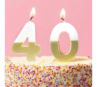 Talking Tables Velas De Cumpleaños Blancas Y Doradas Con El Número 40 Para Pasteles Decoración De Tartas Velas Una Y Seis Fiesta De Aniversario Edad De Hito 5.5 Cm De Altura