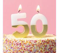 Talking Tables Velas De Cumpleaños Blancas Y Doradas Con El Número 50 Para Pasteles Decoración De Tartas Velas Una Y Seis Fiesta De Aniversario Edad De Hito 5.5 Cm De Altura