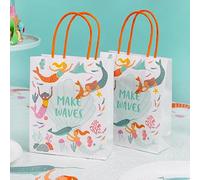 Talking Tables WAVESPARTYBAG - Bolsas de papel de sirena con asas, ecológicas, para fiestas de cumpleaños infantiles, decoraciones de vajilla bajo el mar, celebraciones temáticas o baby shower,