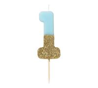Talking Tables We Heart Birthdays Glitter Number Candle 1, Blue
