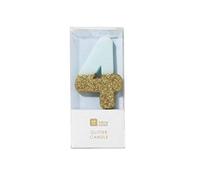 Talking Tables We Heart Birthdays Glitter Number Candle 4, Blue