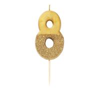 Talking Tables We Heart Birthdays Glitter Number Candle 8, Gold