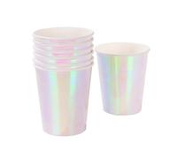Talking Tables We Heart Pastel Iridescent Shiny Paper Cups for a Birthday Party Unicorn Party or Children's Party Pink (12 Pack)