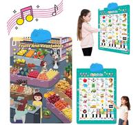 Talking Wall Chart For Kids - Electronic Alphabet Wall Chart with Point-and-Read Function, Talking ABC, Numbers, Animal Words, Ocean World for Toddlers 1-3 (Fruits and Vegetables)