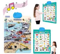 Talking Wall Chart For Kids - Electronic Alphabet Wall Chart with Point-and-Read Function, Talking ABC, Numbers, Animal Words, Ocean World for Toddlers 1-3 (Vehicles)