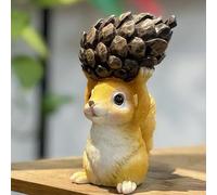 TALKLEK - Estatuas de ardilla de jardín con forma de ardilla de resina, cifras de animales de piña para decoración de jardín y césped al aire última intervensión (largo: 3.9 pulgadas x ancho: 3.9