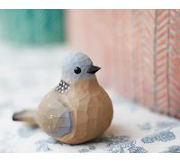 TALKLEK Figura de paloma de madera tallada a mano, pequeña paloma manchada de madera, decoración de pájaros para decoración de estantes (paloma manchada)