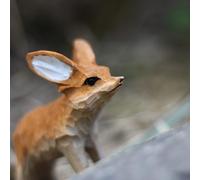 TALKLEK - Figura de zorro de madera tallada a mano de 4 pulgadas, estatua de zorro, estatua de zorro, decoración decorativa para el hogar, colección de regalos (L: 4.1 pulgadas x ancho: 3.5 cm x