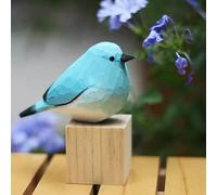 TALKLEK Figuras de pájaros de madera talladas a mano, estatua creativa de pájaros pequeños para decoración del hogar, regalos de pájaros para los amantes de los pájaros (petirrojo azul)