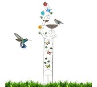 Tall Bird Bath - Standing Bird Bath, Plant Support Water Feeder with Decorative Ground Stake, Multi-Functional Garden Art, Ornithological Observation Station, Elegant Yard Accessory for Courtyard Lawn