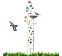 Tall Bird Bath - Standing Bird Bath, Plant Support Water Feeder with Decorative Ground Stake, Multi-Functional Garden Art, Ornithological Observation Station, Elegant Yard Accessory for Courtyard Lawn