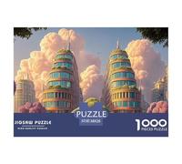 Tall Buildings of The Ai Work Building 1000 Piezas Papel Ecológico Rompecabezas Fairy Tale Landscape Liberador De Estrés Juego Creativo Puzzle Juego De Desafío Difícil 38x26cm/1000pcs
