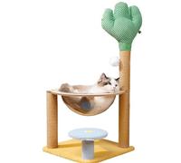 Tall Cat Tree, Cat Climbing Frame, Cat Playhouse Stand, Interactive Cats Tree, 39x39x83cm/15.35x15.35x32.68 Inches, Cats Tree Condo with Space Climbing Posts, Balls and Scratching Areas, Brown