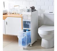 Tall Slim Bathroom Cabinet with 4 Clear Drawers Vertical Storage Unit on Casters Frestanding Narrow Dresser Tower Cart 14cm/22cm Ancho No Requerido