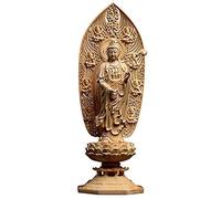 Talla de boj Estatua de Buda Guanyin Sansheng Occidental Tallado en Madera Artesanía Decoración del hogar (Mahasthamaprapta Bodhisattva Avalokitesvara Buddhisattva Amitaba Buddha) (Avalokitesvara