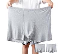 Talla Grande 2XL-13XL Calzoncillos Tipo Bóxer De Algodón Modal For Hombre Ropa Interior For Personas Mayores Mediana Edad 3 Piezas Bragas Holgadas Cintura Alta For Personas Mayores(Gray,4X-Large)