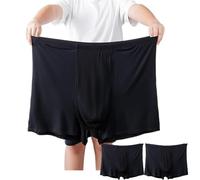 Talla Grande 2XL-13XL Calzoncillos Tipo Bóxer De Algodón Modal For Hombre Ropa Interior For Personas Mayores Mediana Edad 3 Piezas Bragas Holgadas Cintura Alta For Personas Mayores(Black,12X-Large)
