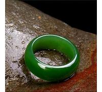 Talla Manual Natural Anillo de Jade Jasper Diámetro Verde de 14 mm-23mm Accesorios de Moda Hombres Mujeres Luck Gifts (Gem Color : Green, Ring Size : 14)