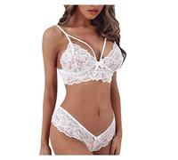Talla sujetador pieza ropa interior flores más corsé encaje bralette mujeres dos ropa interior, Blanco, XXL