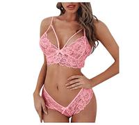 Talla sujetador pieza ropa interior flores más corsé encaje bralette mujeres dos ropa interior, Rosa., 5XL