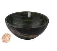 Tallado a mano Jade oscuro Feng Shui Bowl Generador de energía espiritual Reiki Regalo Healing Cristal cargado de 2.5 a 2.7 pulgadas aprox. Con Rose Desert Selenite-Blessfull Healing