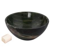 Tallado a mano Jade oscuro Feng Shui Bowl Generador de energía espiritual Reiki Regalo Healing Cristal cargado de 2.5 a 2.7 pulgadas aprox. Con Selenite Cube-Blessfull Healing