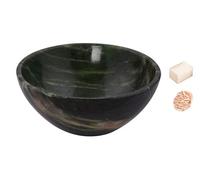 Tallado a mano Jade oscuro Feng Shui Bowl Generador de energía espiritual Reiki Regalo Healing Cristal cargado de 2.7 a 3 pulgadas aprox. Con Rose Desert Selenite/Selenite Cube-Blessfull Healing