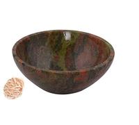 Tallado a mano Piedra de Unakita Cuenco de Feng Shui Generador de Energía Espiritual Reiki Regalo Healing Cristal Cargado 3 Pulgadas Aproximadamente con Desierto Rosa Selenita-Blessfull Healing