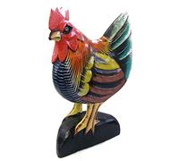 Tallado a mano, pintado a mano de madera despedida/pollo estatua/Escultura/adorno - comercio justo
