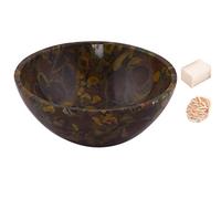 Tallado a mano Popppy Jasper Stone Feng Shui Bowl Generador de energía espiritual Reiki Healing Cristal Cargado 3 pulgadas Aproximadamente con Rose Desert Selenita/Selenita Cube-Blessfull Healing