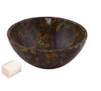 Tallado a mano Poppy Jasper Feng Shui Bowl Generador de energía espiritual Reiki Gift Healing Crystal Charged 2.7 a 3 pulgadas aprox. Con Selenite Cube-Blessfull Healing