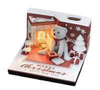Tallador de papel 3D - Calendario de escritorio 2025 - LED Light Memo Pad Planer, Artístico Periodo Organizador, Escultura de Oso Decorativo Calendario | Único Hogar de Navidad -Oficina Tableta