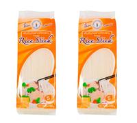 Tallarines de arroz finos 1 mm Pack 2x400 g Fideos asiáticos para Pad Thai wok sopas y ensaladas Textura ligera que absorbe salsas