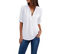 Tallas Grandes Camiseta Mujer,Camisetas Manga Corta Mujer Casual Camisas de Cuello en V con Cremallera Color Sólido Blusas Multicolor Informal Corte Suelto Camisetas Mujer Verano 2024