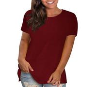 Tallas Grandes Camisetas Manga Corta Mujer,Moda Color Solido Camiseta Mujer Verano de Cuello en Redondo Corte Suelto Pullover T-Shirt para Mujer Multicolor Blusas Mujer Verano 2024
