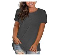 Tallas Grandes Camisetas Manga Corta Mujer,Moda Color Solido Camiseta Mujer Verano de Cuello en Redondo Corte Suelto Pullover T-Shirt para Mujer Multicolor Blusas Mujer Verano 2024