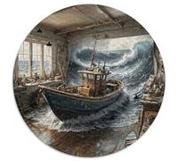 Taller de Barco Puzzle de 1000 Piezas Puzzle para Adultos Papel Ola Nocturna Set de Puzzle 1000 Piezas Decoración Hogar 1000pcs (67.5x67.5cm)