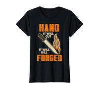 Taller de Cuchillo Forjado a Mano Humor de Corte Camiseta gráfica económica, Mujer, Negro, S