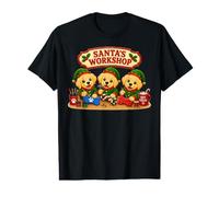 Taller de Golden Retriever Santa Haciendo Regalos Polo Norte Camiseta gráfica económica