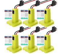 Tallew Paquete de 6 adaptadores de rueda compatibles con batería Ryobi de 18 V, kit convertidor de batería de potencia a granel con fusible de interruptor y terminales de cable, cable de 0.98 pies y