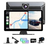 Tallflly Radio Coche Bluetooth de Carplay Android Auto Inalambrico, 9 Pulgadas Pantalla Coche con Dashcam 4K/Cámara Trasera HD 1080P/FM/AUX/64G TF/Mirror Link/Control por Voz/Navegación GPS