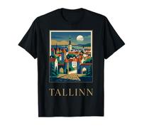 Tallin Estonia Medieval Old Town Vintage Travel Art Camiseta