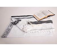 Tallit negro plateado acrílico Kosher Israel talla 60