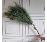 Tallo de hierba de pampa sintética, alto de 115 cm de largo, esponjoso, artificial, colorido, hierba de las pampas, decoración de estilo flor seca (verde bosque)