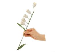Tallo floral artificial hecho a mano de lana de ganchillo lirio del valle para arco de boda, sala de estar, estante y decoración de repisa (blanco)
