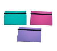 Tallon Juego de 3 estuches de neopreno - Estuche de papelería verde azulado, lila y rosa - Estuche suave con cremallera para la escuela, la oficina y los viajes - Bolsa de almacenamiento duradera de