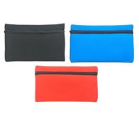 Tallon Juego de 3 estuches de neopreno para lápices, estuche de papelería negro, azul y rojo, estuche suave con cremallera para escuela, oficina y viajes, bolsa de almacenamiento duradera de gran
