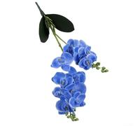 Tallos artificiales de orquídea mariposa con 12 cabezas de orquídeas de seda realistas, flores Phalaenopsis para interiores y exteriores, bodas, fiestas, decoración del hogar, 20 pulgadas (azul)